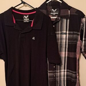 Avirex Black Polo and a Button Down Shirt for Men.  Size Large.